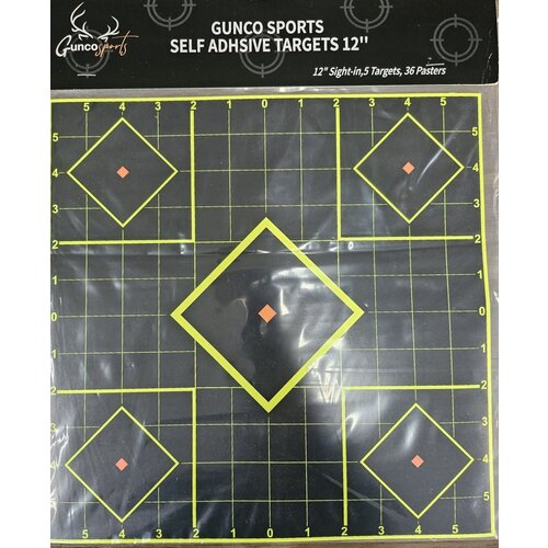 GSA092-GUNCO SPORTS SELF ADHESIVE TARGETS 12'', 5 PACK 