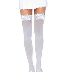 Leg Avenue Nylon Over The Knee W/Bow O/S WHITE