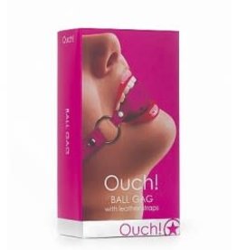 Shots Ouch! Ball Gag With Leather Straps - Pink