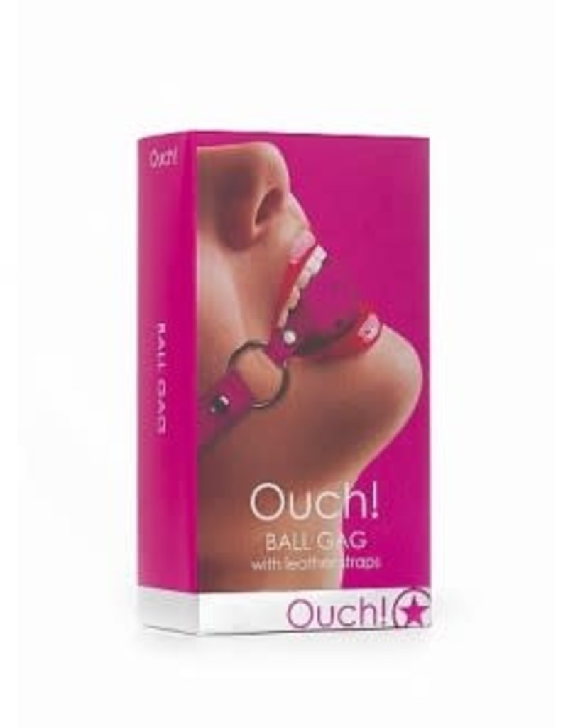 Shots Ouch! Ball Gag With Leather Straps - Pink