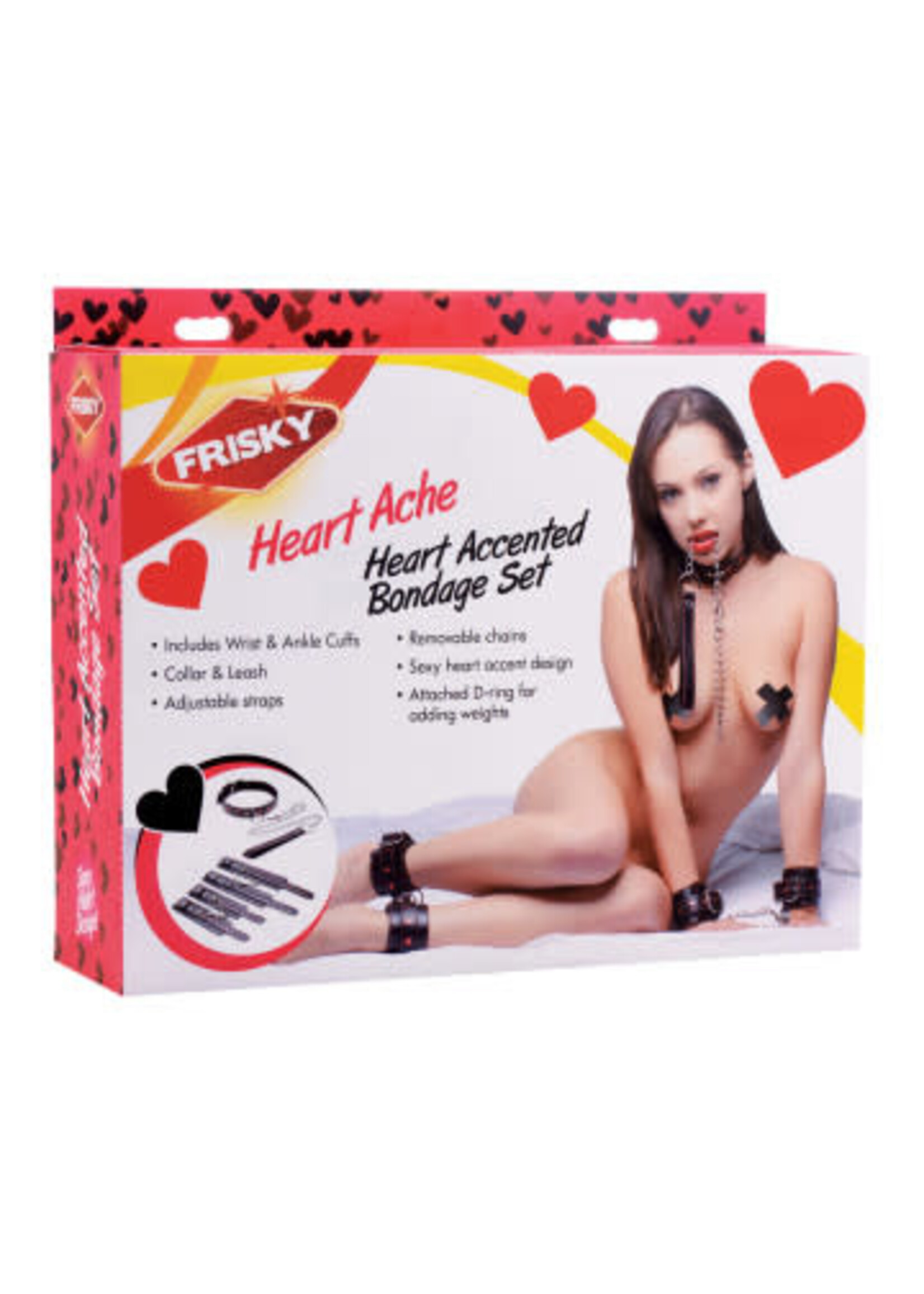 Frisky Heartache 5 Piece Heart Accented Bondage Set
