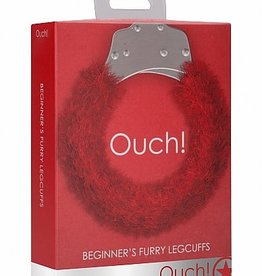 Shots Ouch! Beginner's Furry Handcuffs - RED