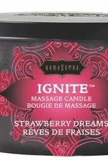 Kamasutra Ignite Strawberry Dreams Massage Candle - 6 Oz.