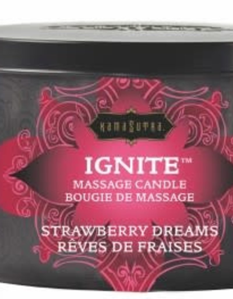 Kamasutra Ignite Strawberry Dreams Massage Candle - 6 Oz.