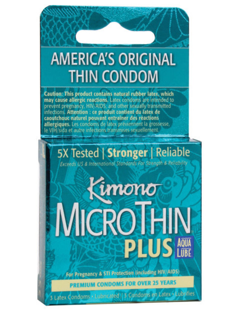 Kimono Kimono Micro Thin Aqua Lube Condom - Box of 3
