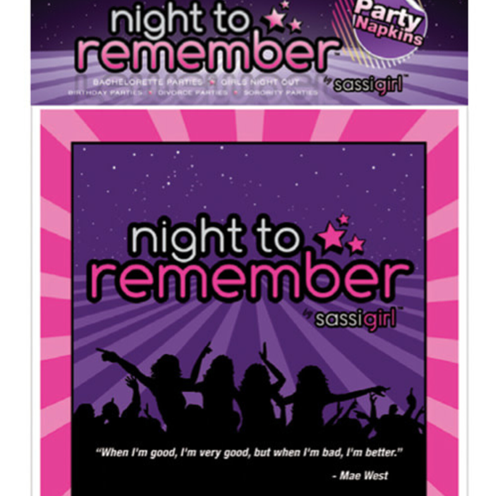 SASSI GIRL Night to Remember Standard 6.5" Napkins - Pack of 10