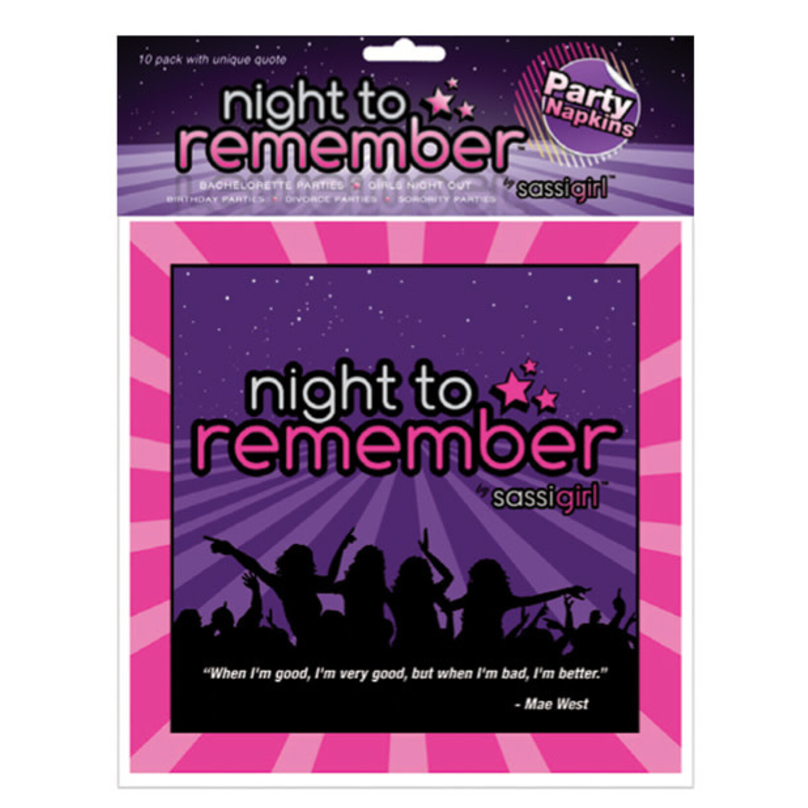 SASSI GIRL Night to Remember Standard 6.5" Napkins - Pack of 10