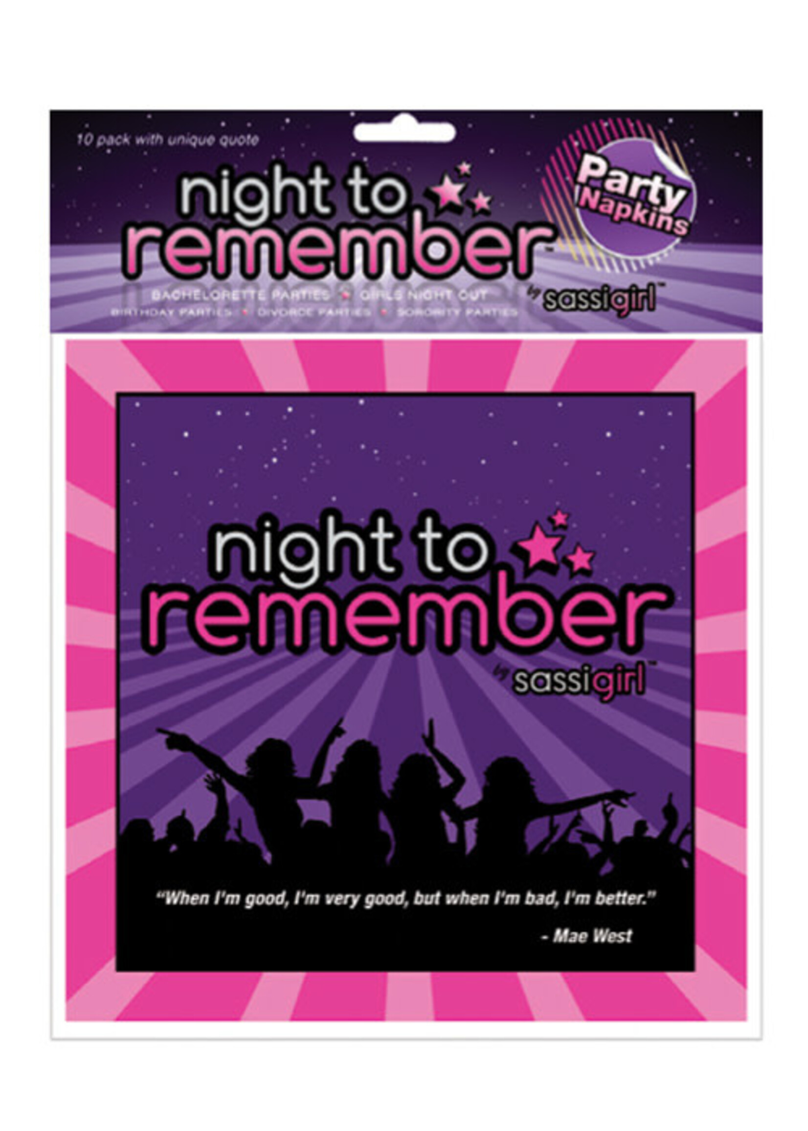 SASSI GIRL Night to Remember Standard 6.5" Napkins - Pack of 10