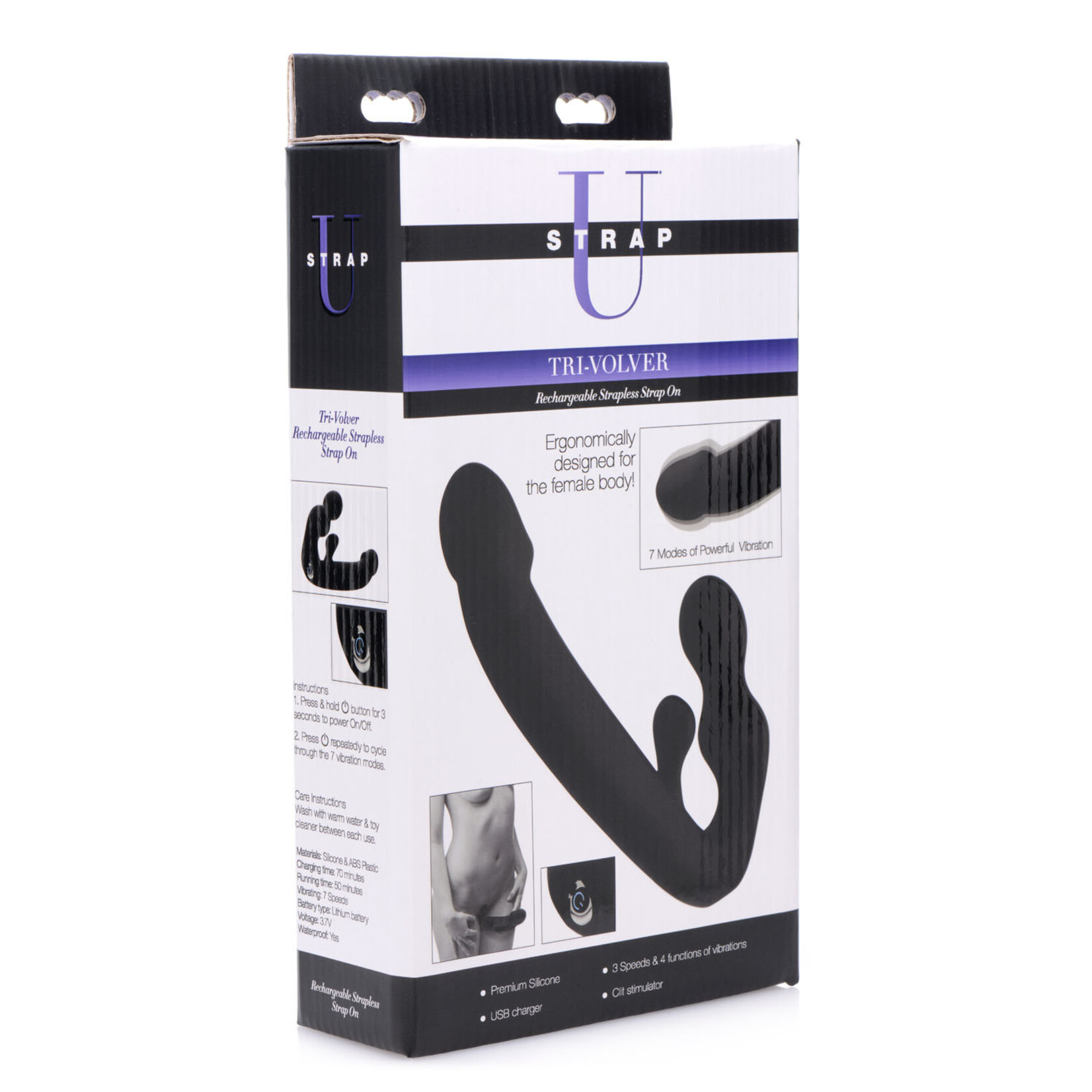 XR Brands Strap U Tri-Volver Rechargeable Strapless Strap On