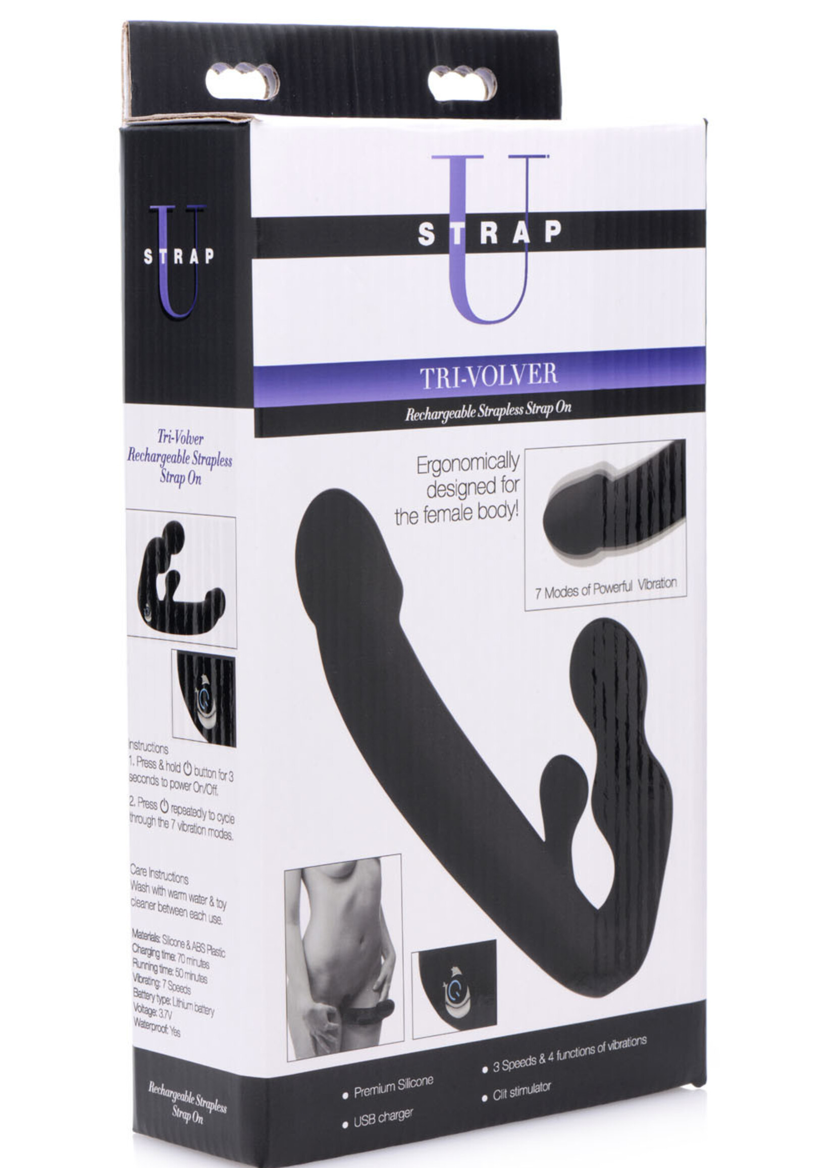 XR Brands Strap U Tri-Volver Rechargeable Strapless Strap On