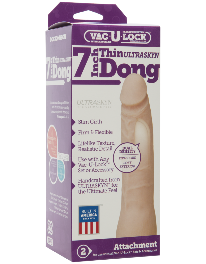 Doc Johnson Vac-U-Lock 7-Inch Ultraskyn Thin Dong - Vanilla