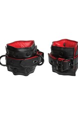 KINK by Doc Johnson Kink Leather Ankle Restraints Padded Red And Black 16.8 Inch