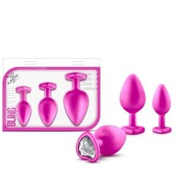 Blush Novelties Luxe - Bling Plugs Training Kit - Pink With White Gems
