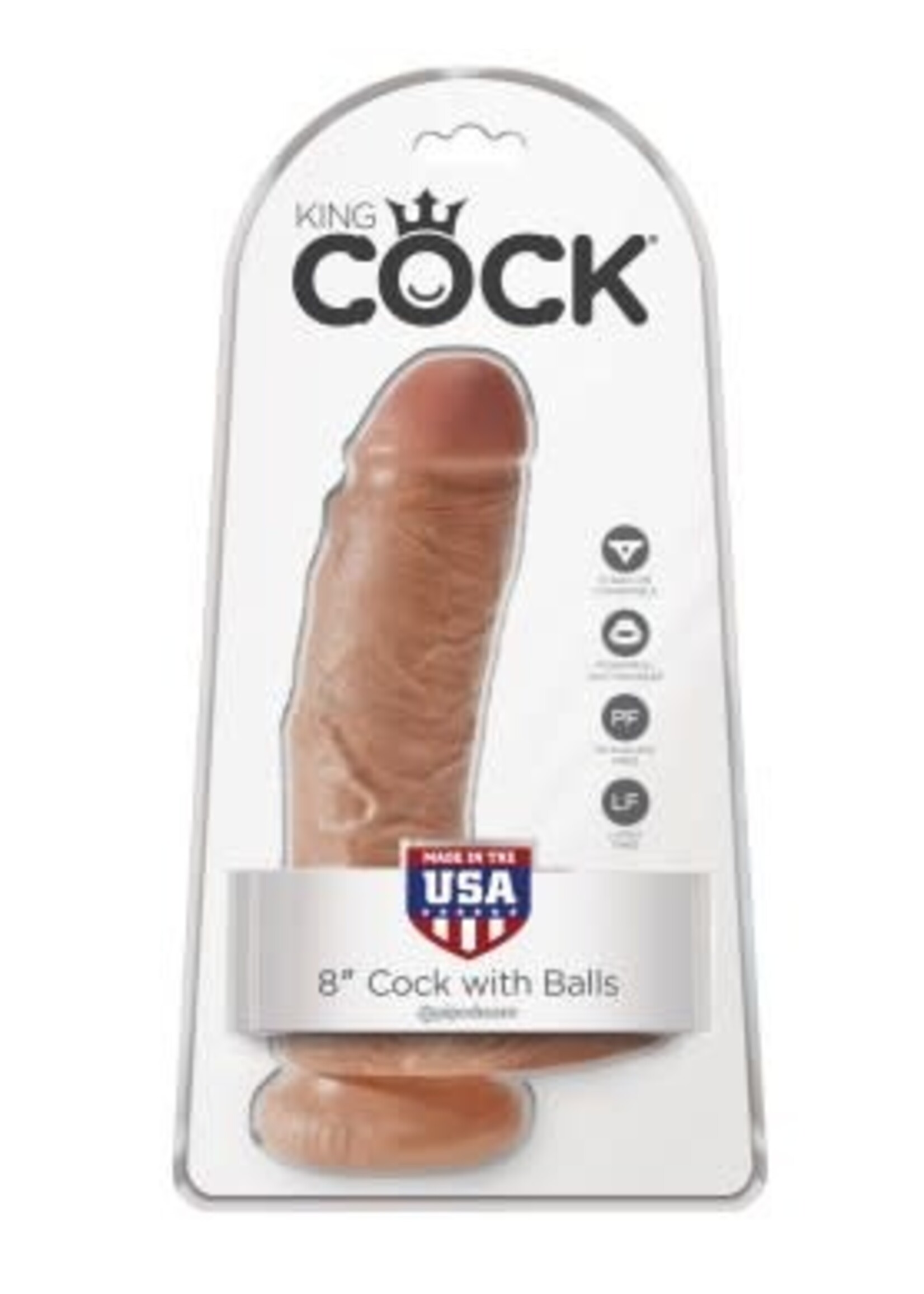 Pipedream King Cock 8" Cock With Balls - Tan