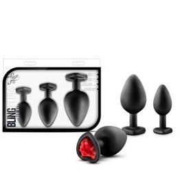 Blush Novelties Luxe - Bling Plugs Training Kit - Black With Red Gems
