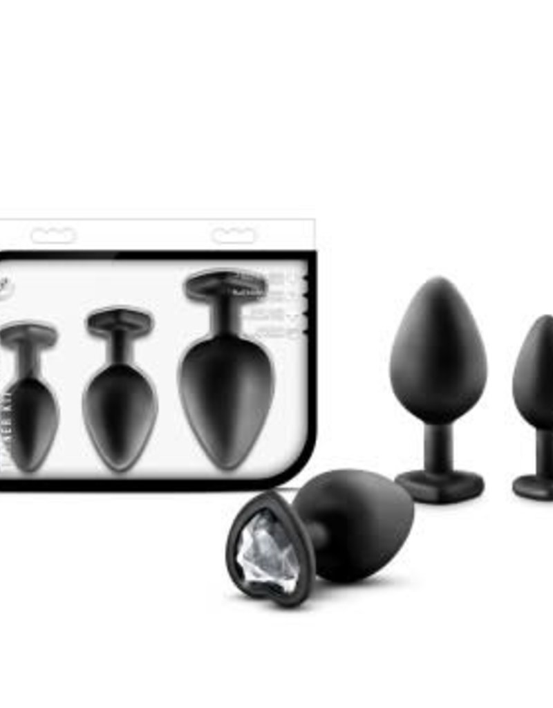 Blush Novelties Luxe - Bling Plugs Training Kit - Black With White Gems