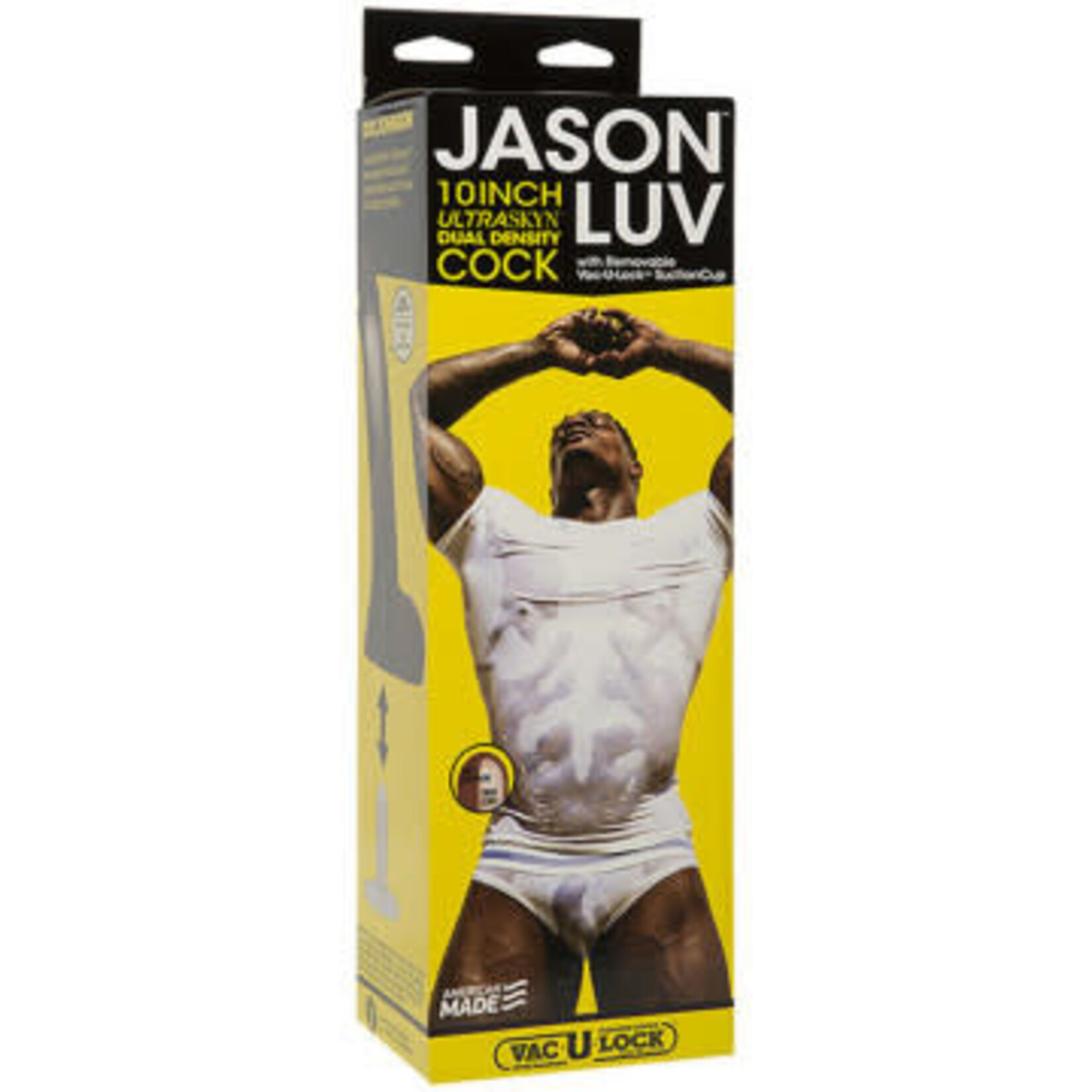 Doc Johnson Jason Luv - 10 Inch Ultraskyn Cock With Removable Vac-U-Lock Suction Cup - Chocolate