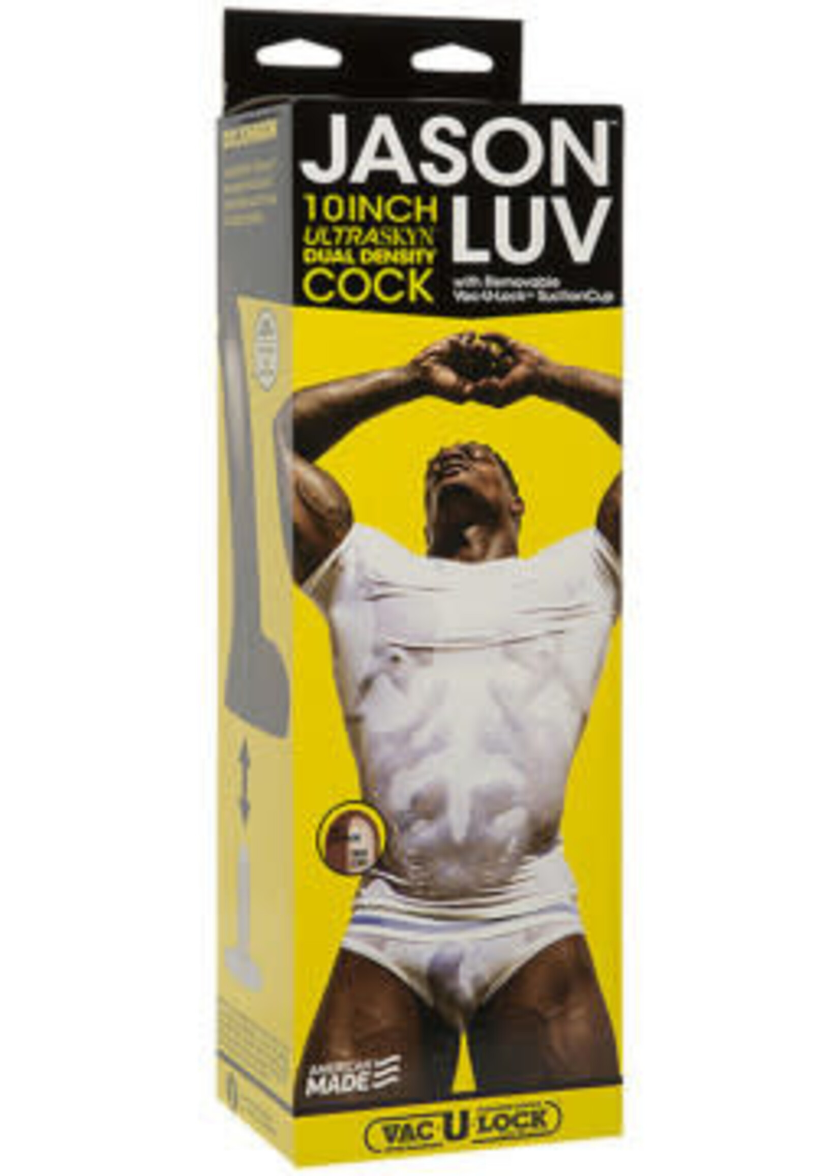 Doc Johnson Jason Luv - 10 Inch Ultraskyn Cock With Removable Vac-U-Lock Suction Cup - Chocolate