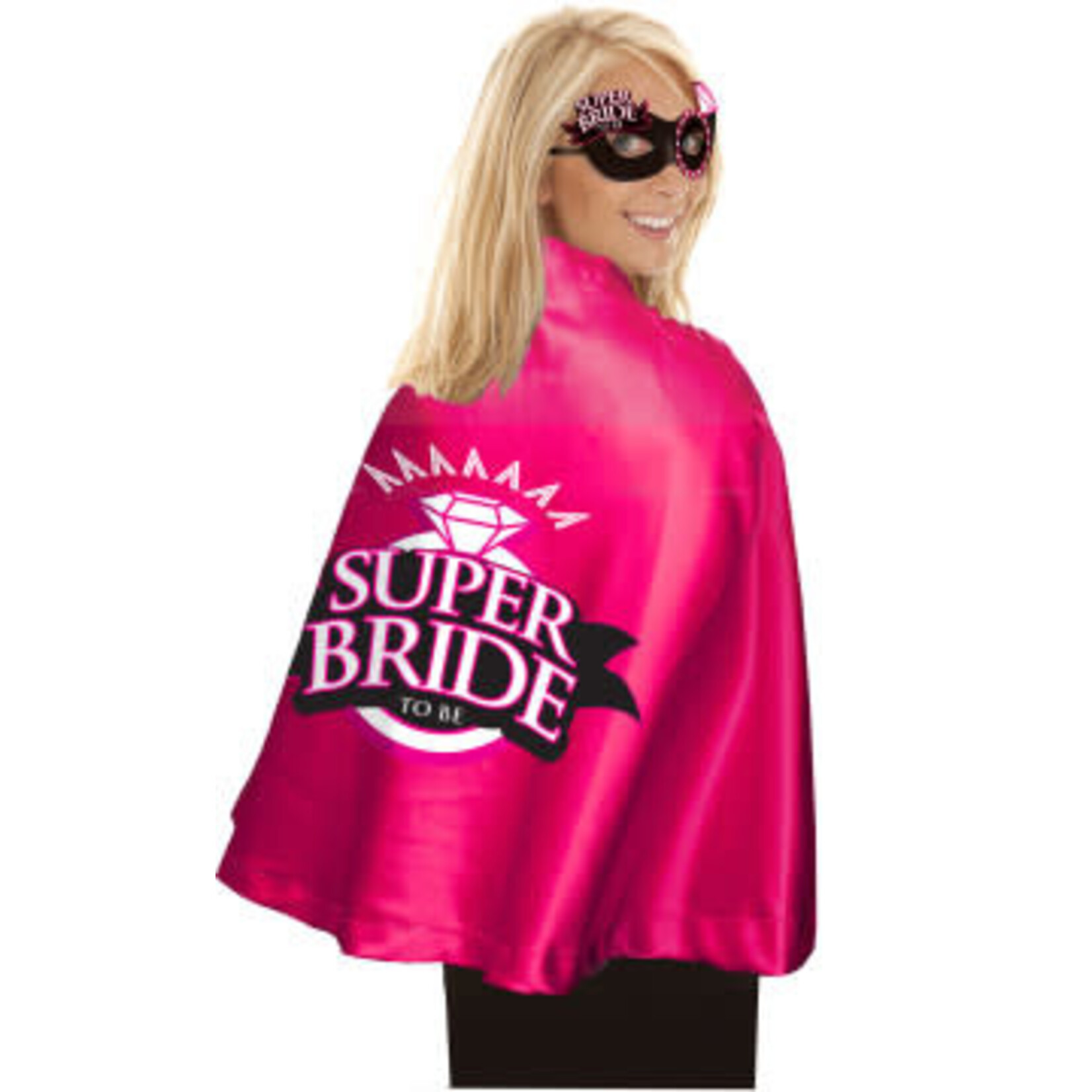 Little Genie Super Bride Cape and Mask - Hot Pink/black