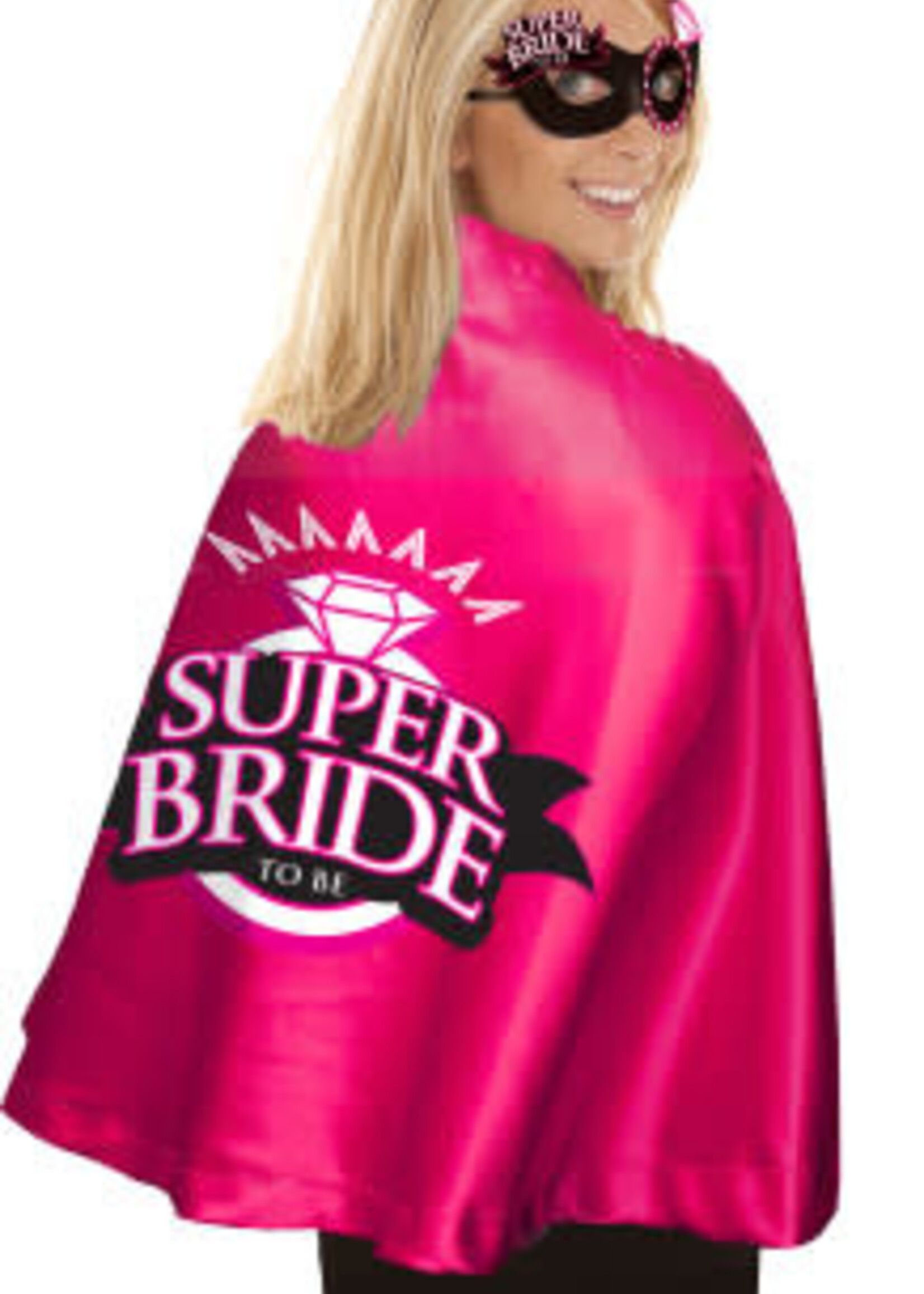 Little Genie Super Bride Cape and Mask - Hot Pink/black