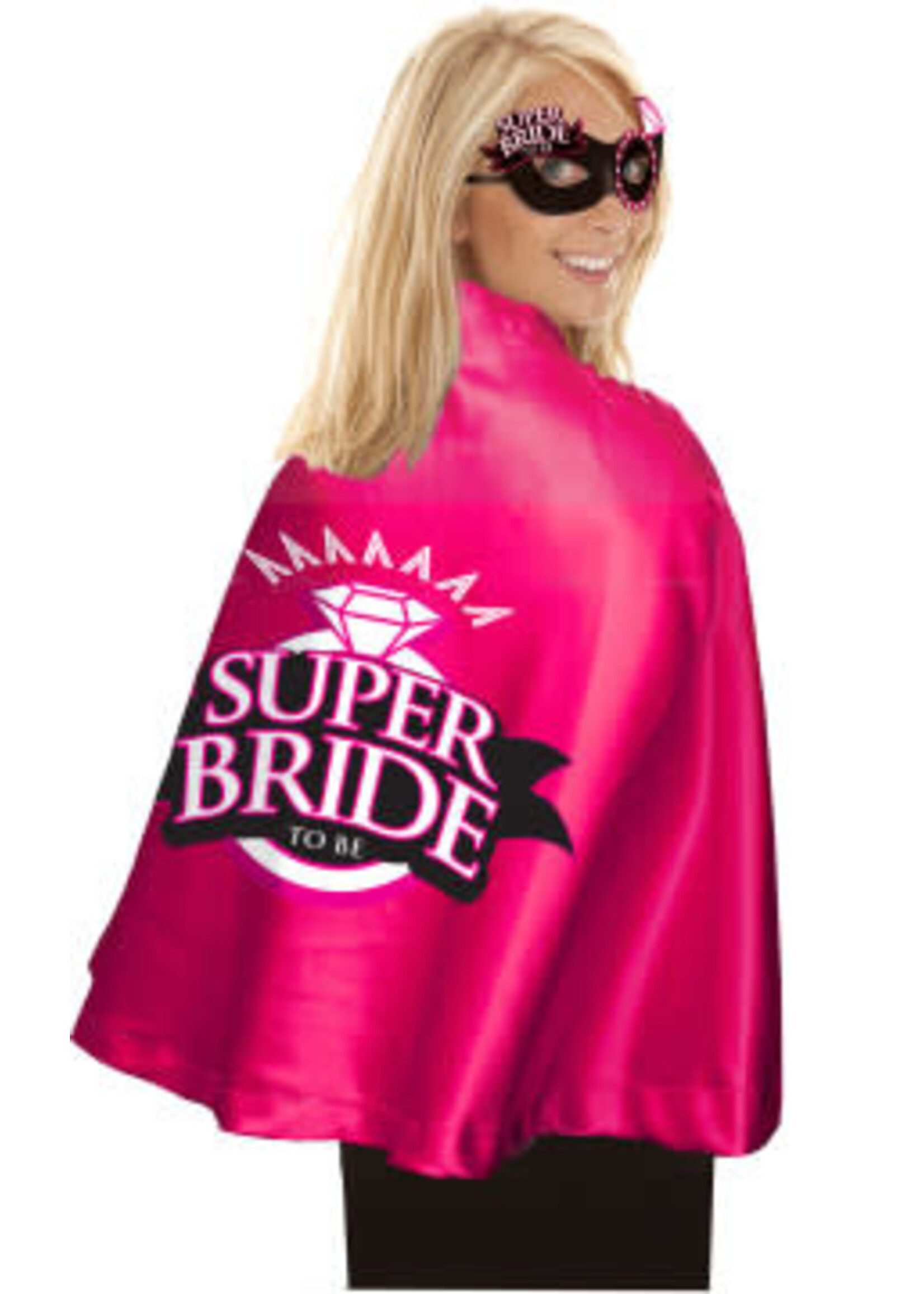 Little Genie Super Bride Cape and Mask - Hot Pink/black