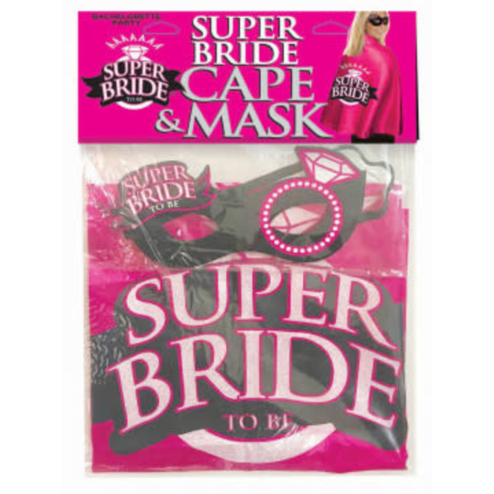 Little Genie Super Bride Cape and Mask - Hot Pink/black