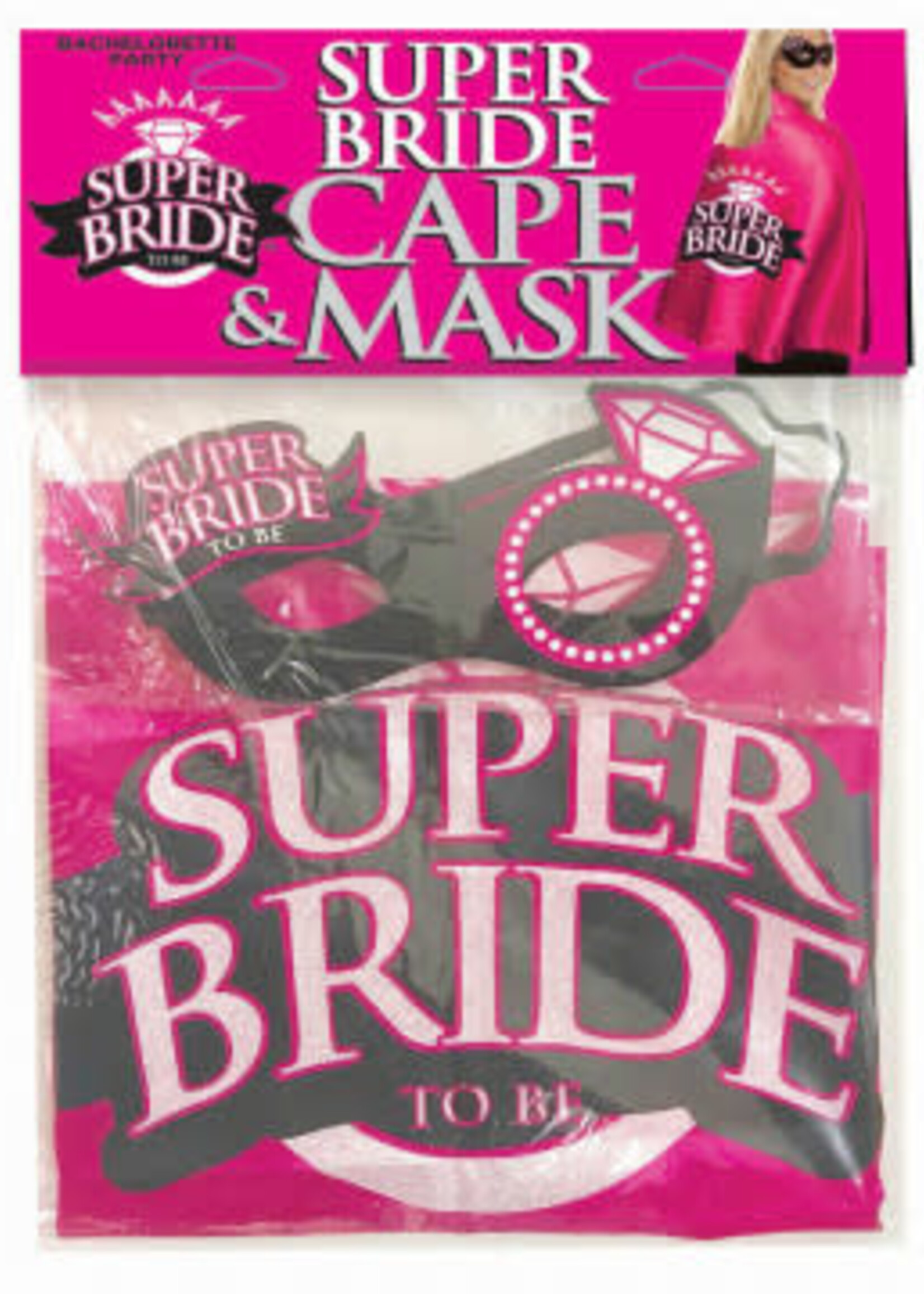 Little Genie Super Bride Cape and Mask - Hot Pink/black