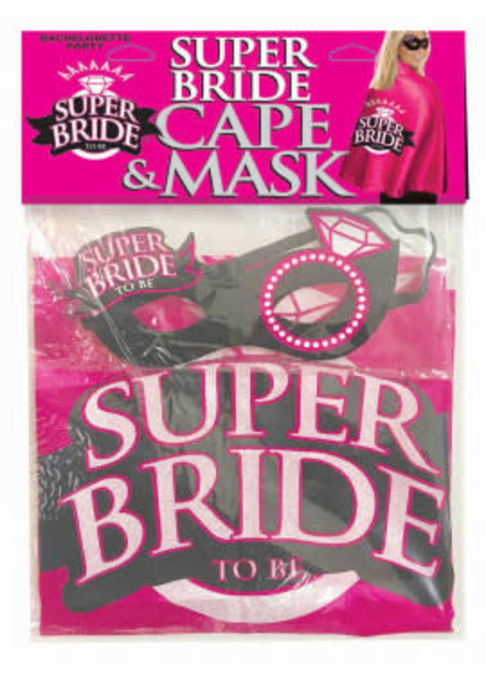 Little Genie Super Bride Cape and Mask - Hot Pink/black
