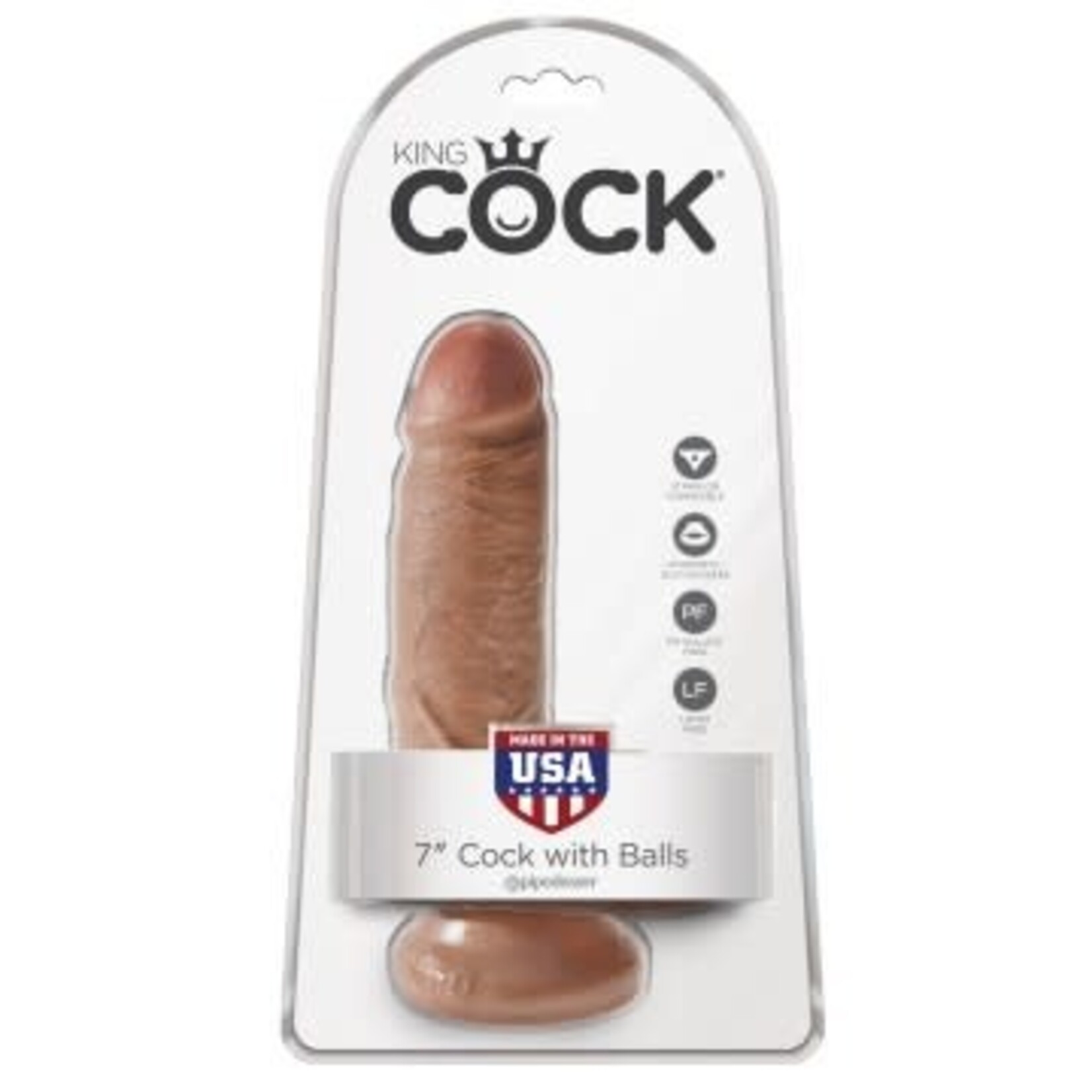 Pipedream King Cock 7" Cock With Balls - Tan