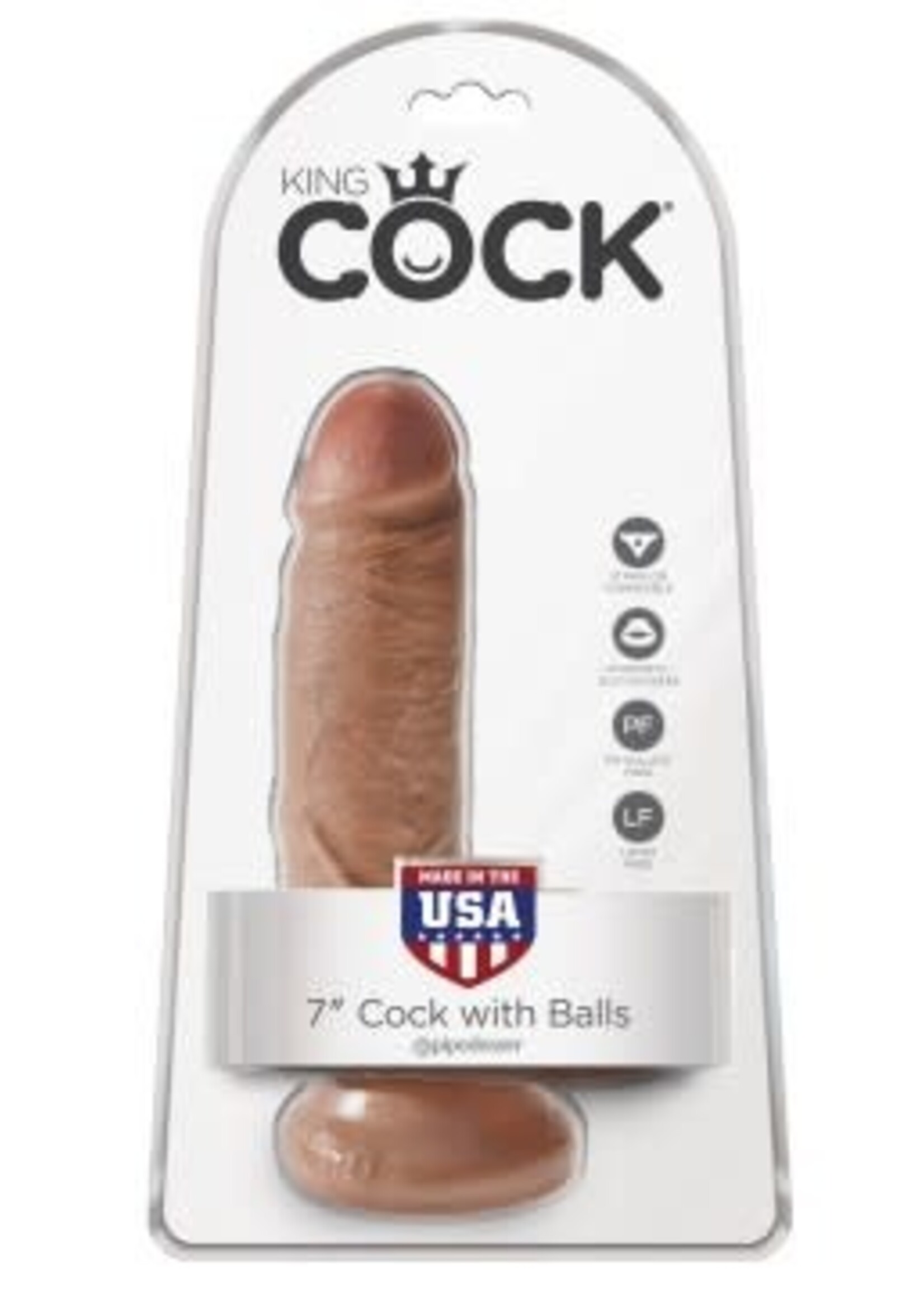 Pipedream King Cock 7" Cock With Balls - Tan