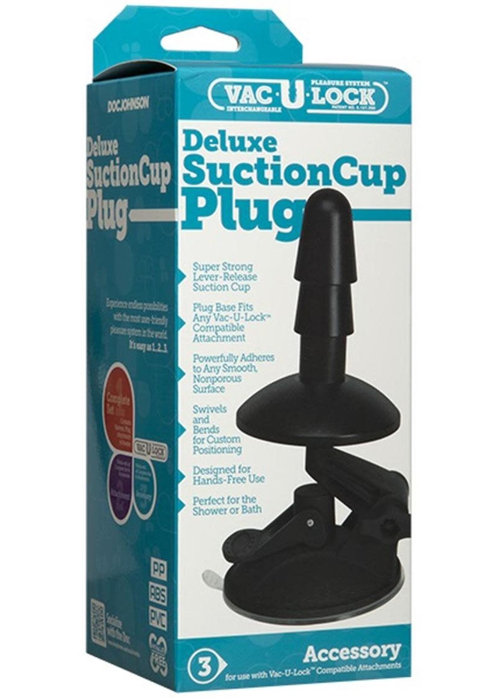 Doc Johnson Vac U Lock Deluxe Suction Cup Plug Accessory Black