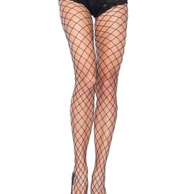 Leg Avenue Diamond net pantyhose with sexy lace boy short top - Plus Size