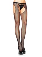 Leg Avenue Fishnet Suspender Pantyhose - Black - Plus Size