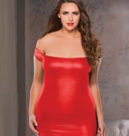 Allure Lingerie Off shoulder dress - Red Plus Size
