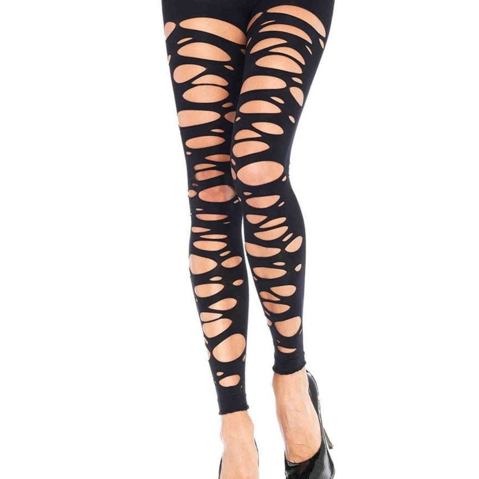 Leg Avenue Tattered footless tights O/S BLACK