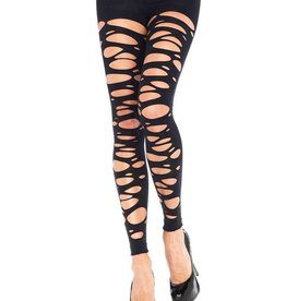 Leg Avenue Tattered footless tights O/S BLACK