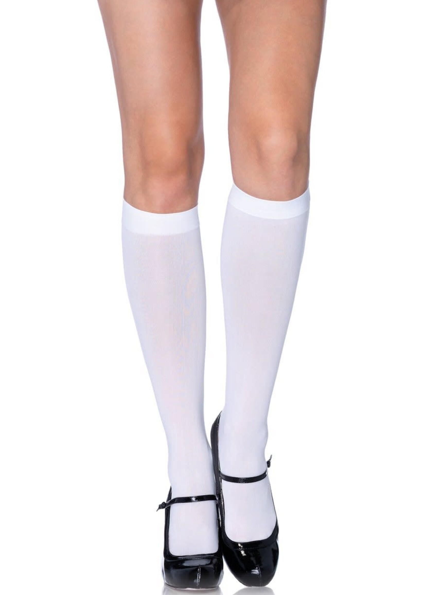 Leg Avenue Nylon Knee Hi O/S WHITE