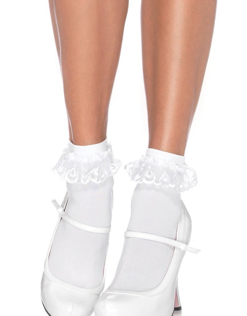 Leg Avenue Anklet W/Lace Ruffle O/S WHITE