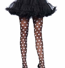 Leg Avenue Sheer polka dot pantyhose O/S BLACK/WHITE