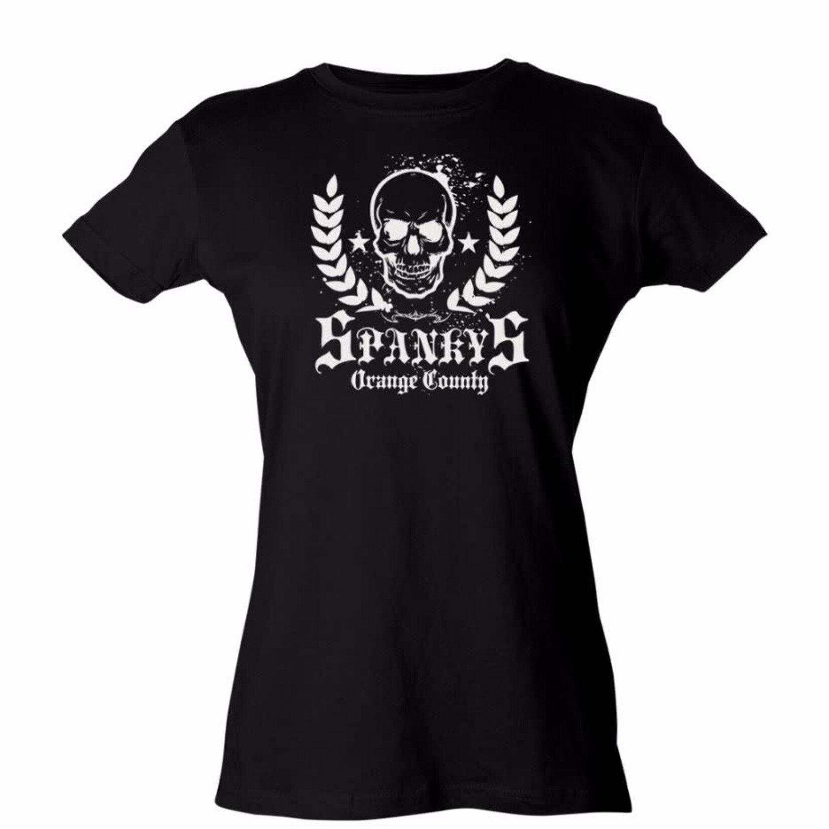 Spanky's OC White Skull Ladies Tee