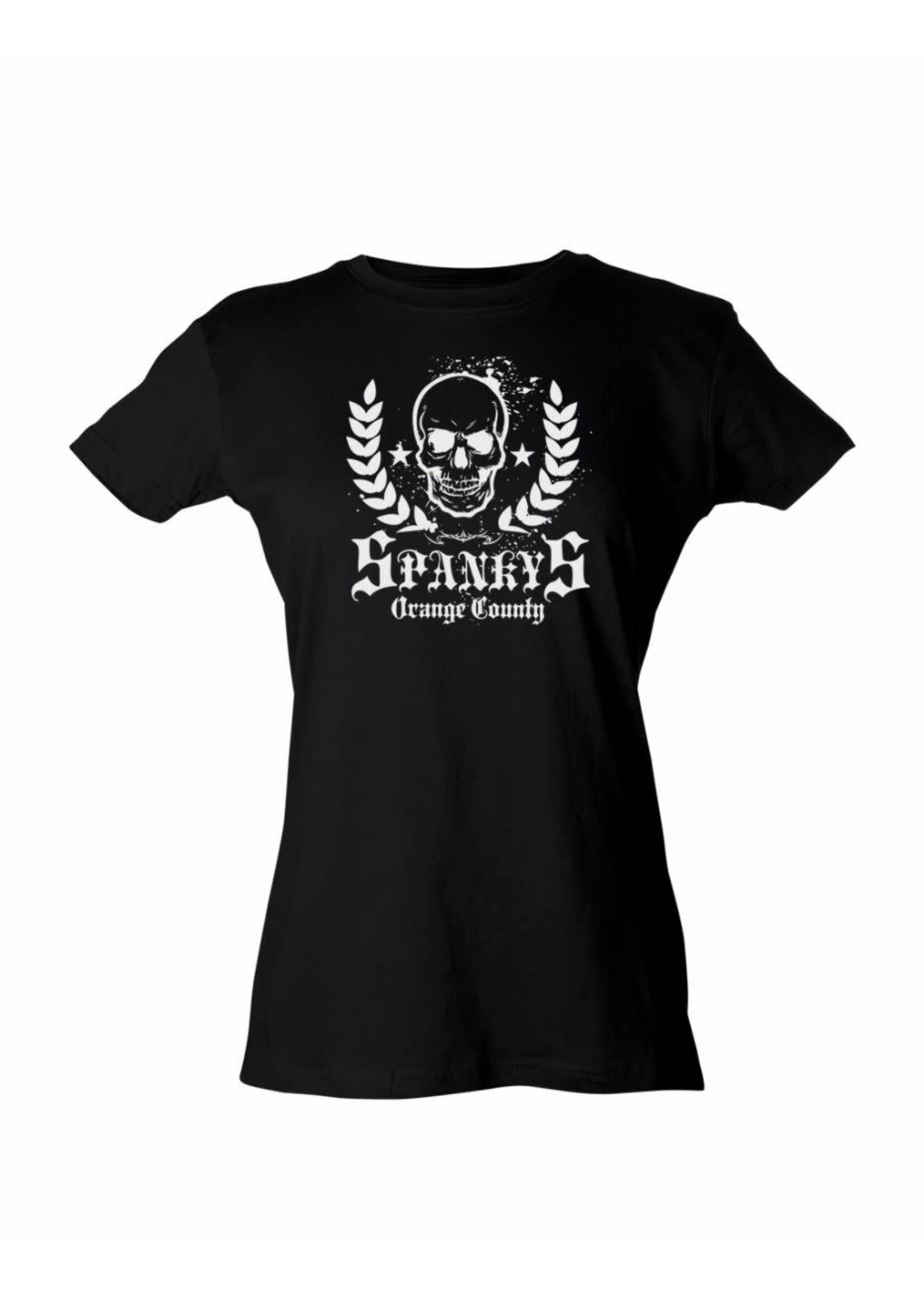 Spanky's OC White Skull Ladies Tee