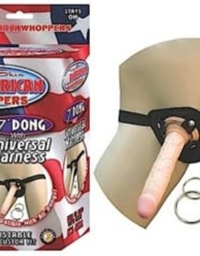 NassToys All American Whoppers 7-Inch Dong With Universal Harness-Flesh