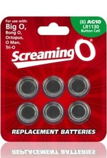 Screaming O Replacement Batteries - 6 Pack - Each - AG10 - LR1130 - Button Cell