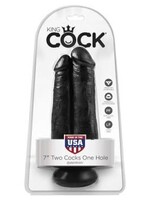 Pipedream King Cock 7" Two Cocks One Hole - Black