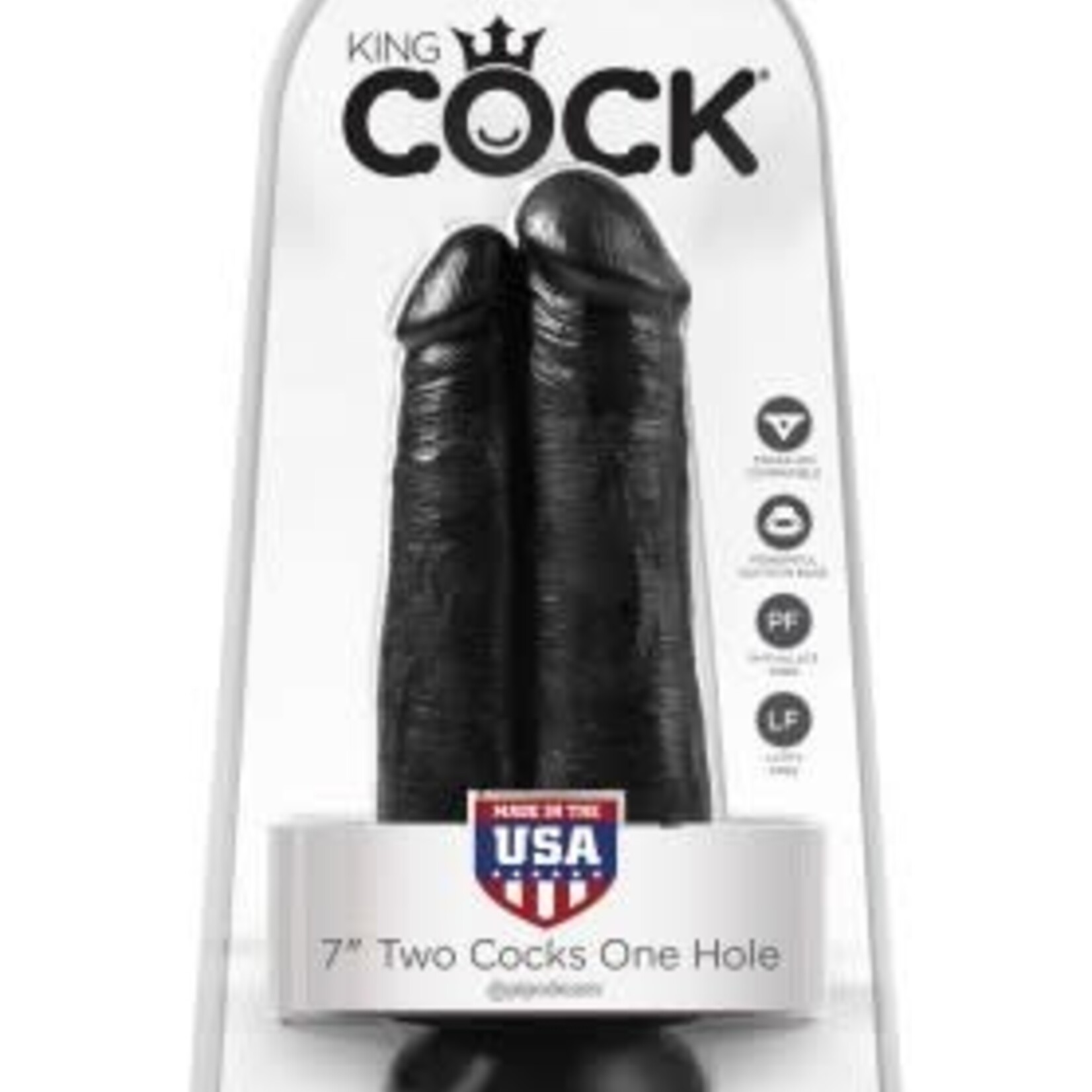 Pipedream King Cock 7" Two Cocks One Hole - Black