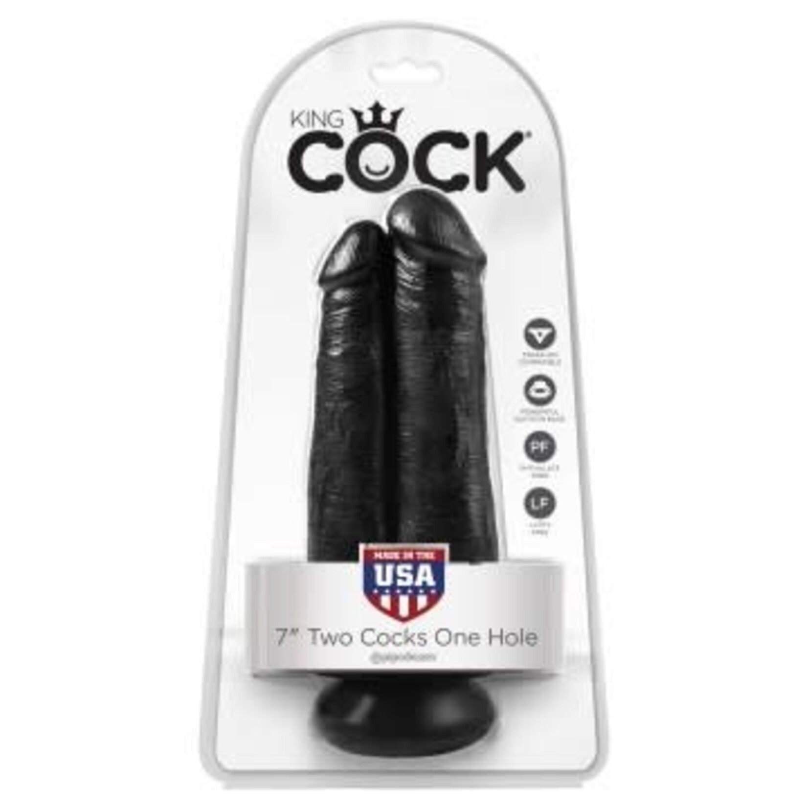 Pipedream King Cock 7" Two Cocks One Hole - Black