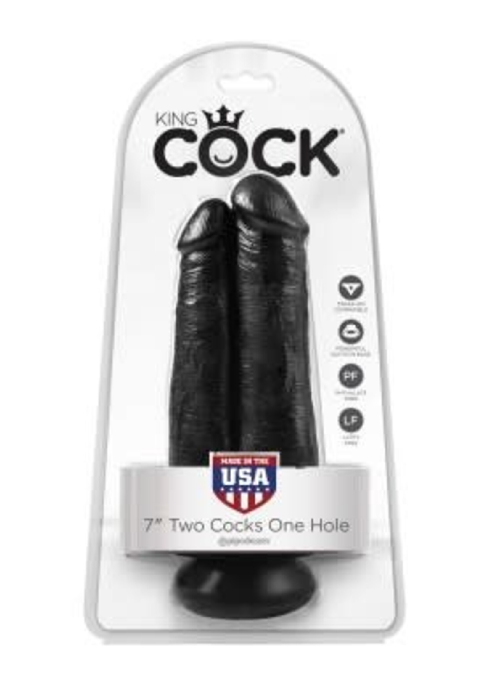 Pipedream King Cock 7" Two Cocks One Hole - Black