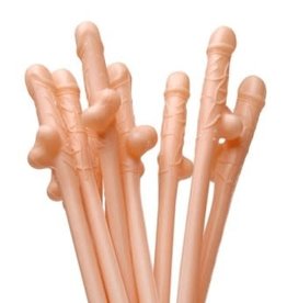 XR Brands Frisky Penis Sipping Straws 10 Pack - Flesh