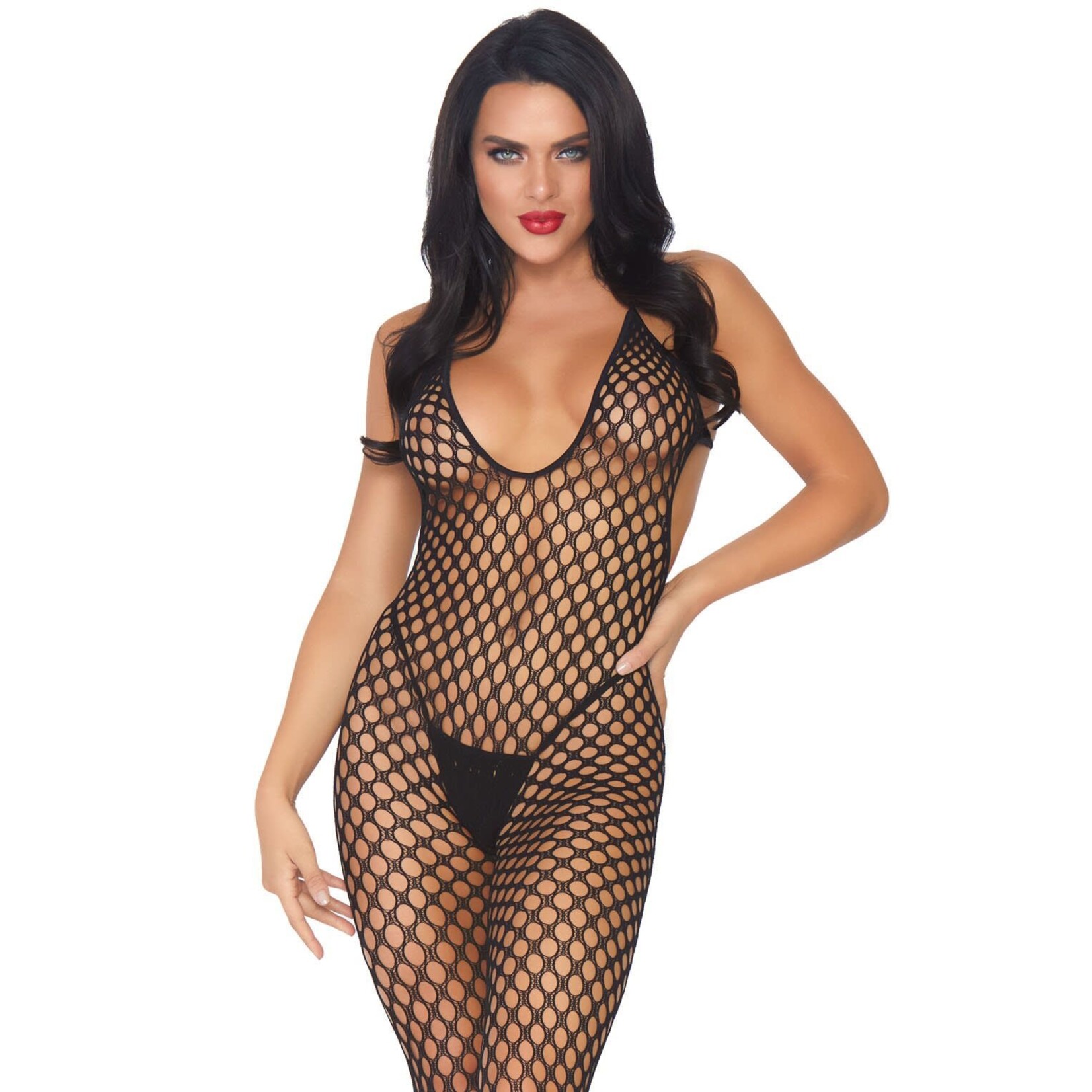 Leg Avenue Low Back Bodystocking - Black - OS