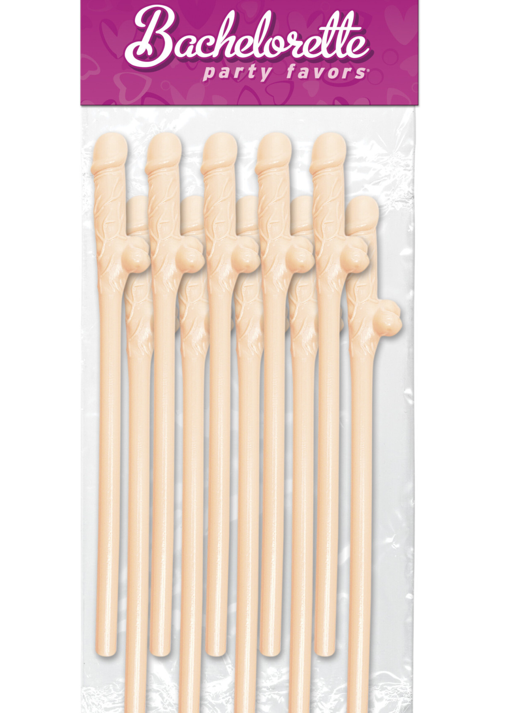 Pipedream Bachelorette Party Favors 10 Dicky Sipping Straws - Light